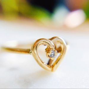 Vintage 10K Y Gold Diamond Heart Ring